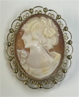 14KT Gold Filled Cameo Pin.