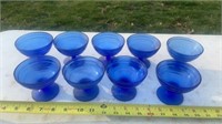 9 Sherbet Cobalt Blue Depression Glass