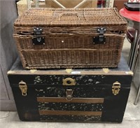 Vintage Trunk, Wicker Trunk.