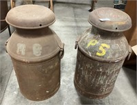 Antique Steel Local Hershey PA Milk Cans.
