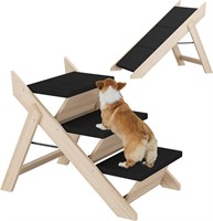 Wood Dog Step Stair 2-in-1  Foldable  Black