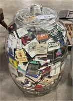 Early Pickle Glass Jar w/Matchbook Collection.