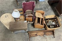 Wooden Shelf, Woven Baskets, Woven Hamper, Foot