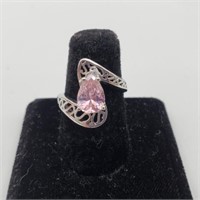Sterling Silver Ring w/a Pink Stone Size 7