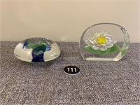 2 Floral Paperweights