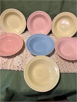 7 Lu Ray Bowls 5 1/4” diameter Pastels