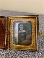 Daguerreotype in Leather Velvet & Gilt Case