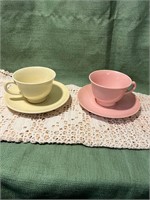 2 Lu Ray Pastel Cups and Saucers
