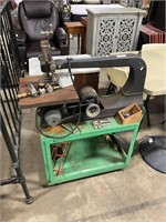 Vintage Heavy Cast Band Saw & Rolling Cart.
