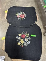 2PC ANTIQUE NEEDLEPOINT SEAT COVERS