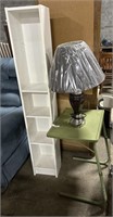 Tower Shelf, Lamp, Tray Table.