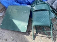 GREEN CARD TABLE AND CHAIRS