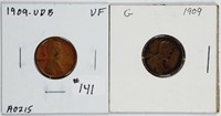 1909-VDB & 1909  Lincoln Cents   VF & G