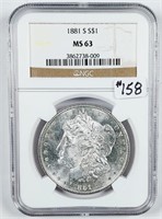 1881-S  Morgan Dollar   NGC MS-63