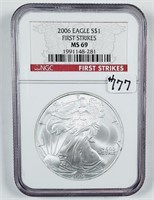 2006  $1 Silver Eagle   NGC MS-69