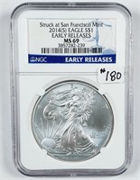 2014 (S)  $1 Silver Eagle   NGC MS-69