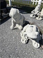 Frog and Bulldog Concrete Statues.