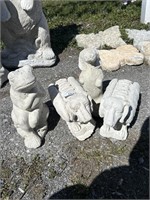 Dachshund and Frog Concrete Statues.