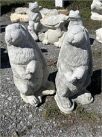 2 Rabbit Concrete Statues.
