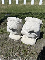 2 Bulldog Concrete Statues.