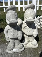 2 Donald Duck Concrete Statues.