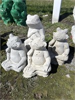 4 Frog Concrete Statues.