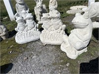 3 Frog Concrete Statues.