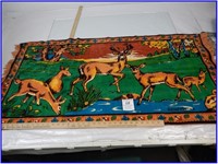 VELVET VINTAGE WALL HANGING- DEERS AT THE WATER