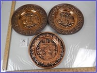 3 COPPER SCENIC PLATES- CAN BE HUNG UP