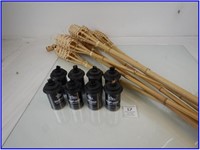 8 BAMBOO TORCHES AND FUEL CANISTERS