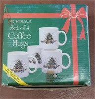 VTG Stoneware Christmas Mugs w/ Box