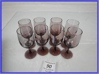 8- BLACK GLASS WINE GLASSES