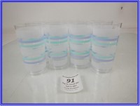 8- PLASTIC WITH BLUE STRIPES CUPS