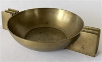 Art Deco Chinese Brass Ashtray Bowl Floral