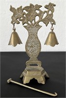 Old Chinese Bell Gong w/ Hammer Flowers in Vase
