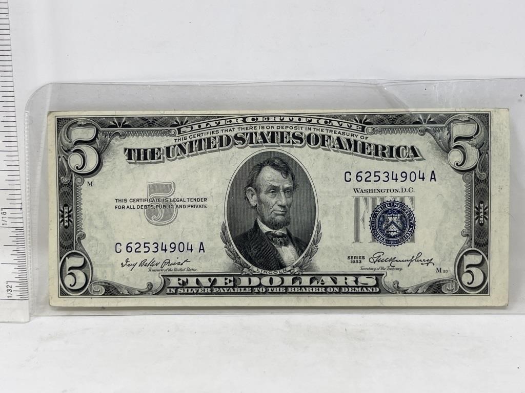 Note- 1953 United States 5 dollars