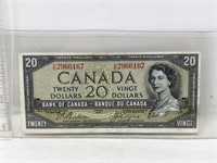 Note- 1954 Canada 20 dollars