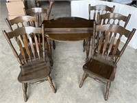 Dining room table, 6 chairs & 2 leaves
