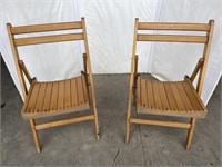 2 folding wood chairs