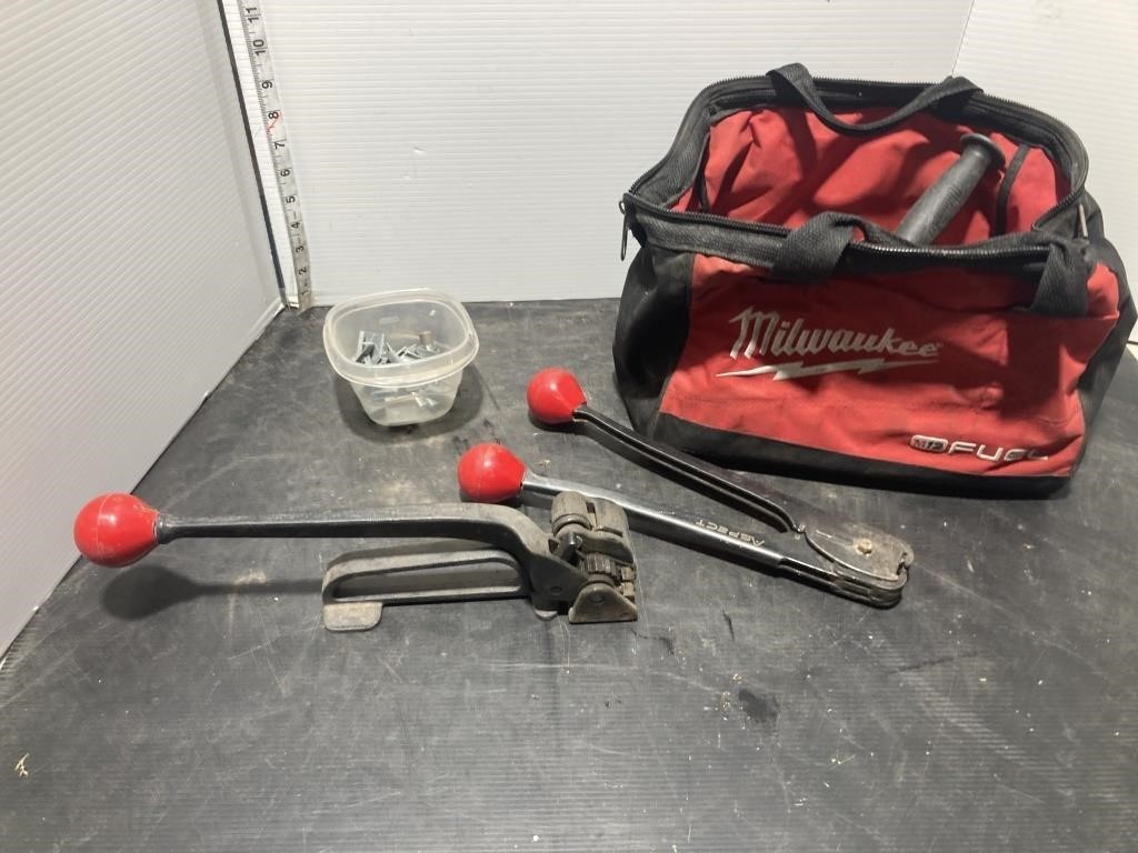 Milwaukee bag with banding tools