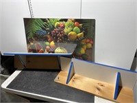 Fruit picture and 2 wood shelves