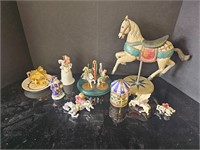 10 pieces of assorted carousel figurines