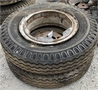 2-SEMI TRACTOR TIRES 1-W/RIM 1W/RING