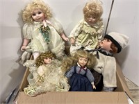 Box lot of porcelain dolls