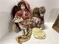 2 dolls, chair & rocking horse