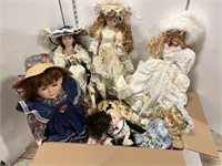 Box lot of porcelain dolls