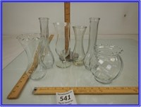 5 VASES AND 1 GLASS CUP