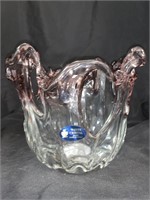 ITALIAN WHITE CRISTAL ART GLASS BOWL - 9.5 X 9 “
