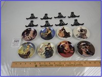 8 SMALL NORMAN ROCKWELL ART PLATES - 4" ROUND