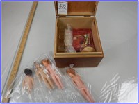 BOX FULL OF DOLLS AND DOLL ACCESSORIES